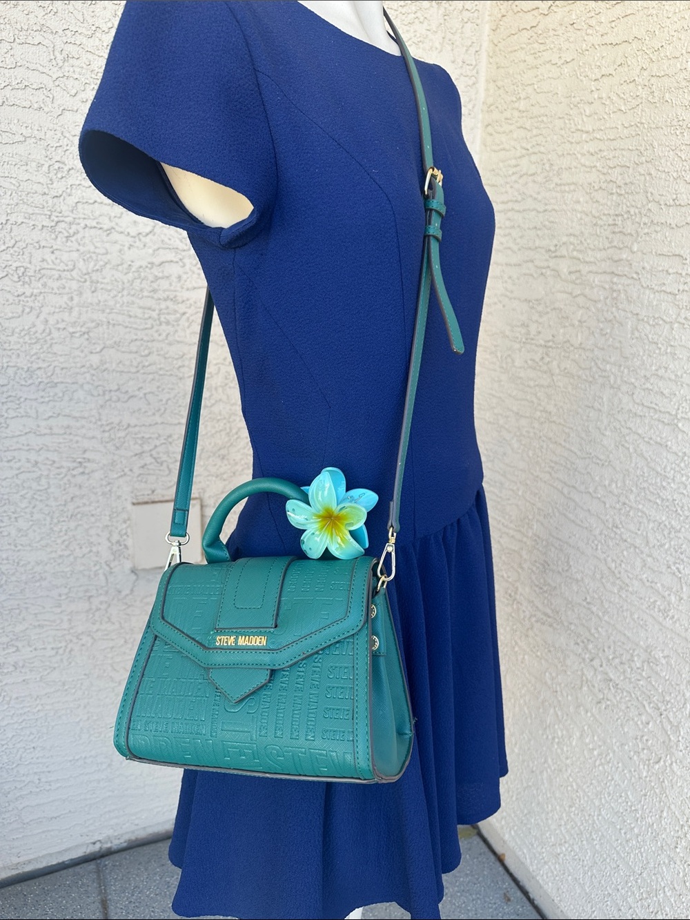 Steve Madden Teal Top-Handle Satchel with Removable Strap